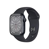 Apple Watch Series 8 (GPS, 41mm) Smartwatch - Aluminiumgehäuse Mitternacht, Sportarmband Mitternacht - Regular. Fitnesstracker, Blutsauerstoffund EKGApps, Always-On Retina Display, Wasserschutz