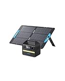 Anker 521 Tragbare Powerstation mit 1 * 100W Solarpanel, 256Wh Powerhouse, 5 Anschlüssen, 300W Leistung (Max. 600W), 230V Steckdose, 60W USB-C PD, für Outdoor