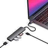 SATECHI USB-C Hub Slim Multiport Adapter V2 mit 60W USB C PD, 4K HDMI (60Hz), Micro/SD Kartenleser, USB 3.0 - Für M2/ M1 MacBook Pro/Air, M2/ M1 iPad Pro/Air, M2 Mac Mini, iMac M1 (Space Grau)