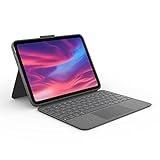 Logitech Combo Touch Case mit abnehmbarer Tastatur für iPad (10. Generation), großes Trackpad, hintergrundbeleuchtete in Standardgröße und Smart Connector Technologie, Deutsches QWERTZ, Grau