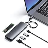 SATECHI USB-C Hybrid Multiport Adapter - Passend für M.2 SATA SSD, 4K HDMI 60Hz, USB-C PD, USB-A 3.1 Datenports - Für M2/ M1 MacBook Pro/Air, M2/ M1 iPad Pro/Air, M2 Mac Mini, iMac M1(Space Grau)