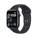 Apple Watch SE (2. Generation) (GPS + Cellular, 44mm) Smartwatch - Aluminiumgehäuse Mitternacht, Sportarmband Mitternacht - Regular. Fitness-und Schlaftracker, Unfallerkennung, Herzfrequenzmesser