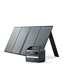 Anker 521 Tragbare Powerstation mit 1 * 100W Solarpanel, 256Wh Powerhouse, 5 Anschlüssen, 300W Leistung (Max. 600W), 230V Steckdose, 60W USB-C PD, für Outdoor