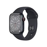 Apple Watch Series 8 (GPS + Cellular, 41mm) Smartwatch - Aluminiumgehäuse Mitternacht, Sportarmband Mitternacht - Regular. Fitnesstracker, Blutsauerstoffund EKGApps, Wasserschutz