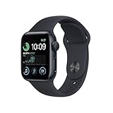 Apple Watch SE (2. Generation) (GPS, 40mm) Smartwatch - Aluminiumgehäuse Mitternacht, Sportarmband Mitternacht - Regular. Fitness-und Schlaftracker, Unfallerkennung, Herzfrequenzmesser, Wasserschutz