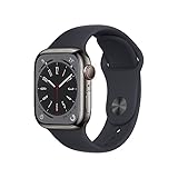 Apple Watch Series 8 (GPS + Cellular, 41mm) Smartwatch - Edelstahlgehäuse Graphit, Sportarmband Mitternacht - Regular. Fitnesstracker, Blutsauerstoffund EKGApps, Always-On Retina Display, Wasserschutz