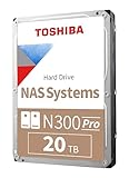 Toshiba N300 PRO HDWG62AXZSTB 20 TB großes Business NAS (bis zu 24 Einschübe), 3,5 Zoll interne Festplatte, bis zu 300 TB/Jahr Workload Rate CMR SATA 6 Gb/s 7200 U/min 512 MB Cache