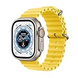Apple Watch Ultra (GPS + Cellular, 49mm) Smartwatch - Titangehäuse, Ocean Armband Gelb. Fitnesstracker, präzisesGPS, Aktionstaste, extra lange Batterielaufzeit, helleres Retina Display